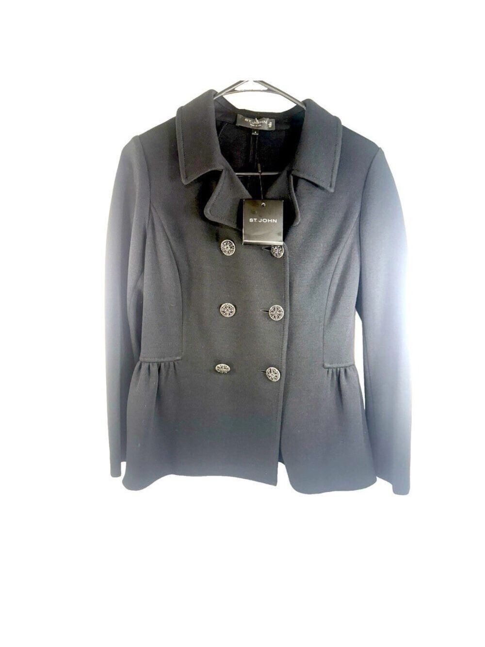 ST. JOHN Wool Blend Button Front pea coat Jacket K61F013 Size 4 NWT $1495